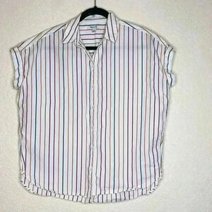 Madewell Central Shirt Women's Small Cap Sleeve Oversize Fit Striped